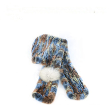 Women Real Knitted Rex Rabbit Fur Hat Hooded Scarf Long Winter Warm Fur Hat With Neck Collar Scarves